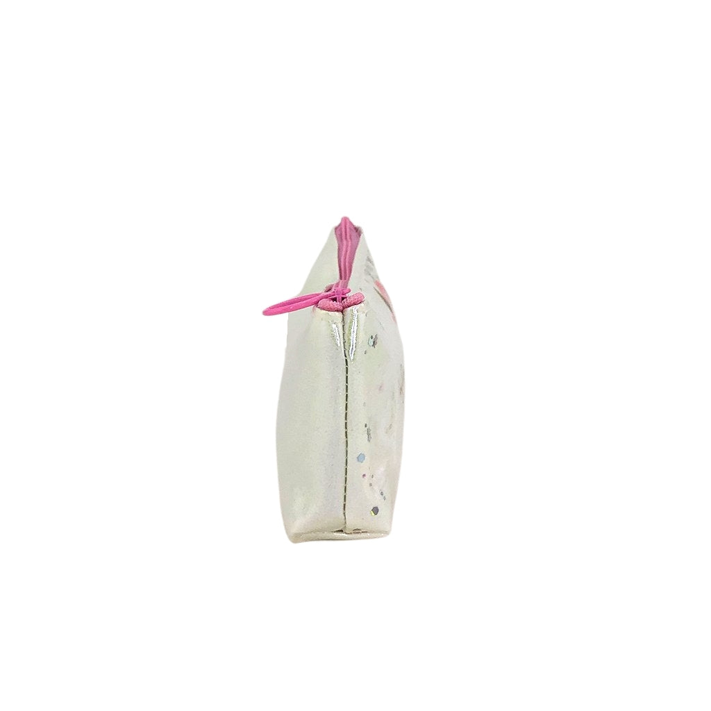 One compartment glitter unicorn pencil case side view