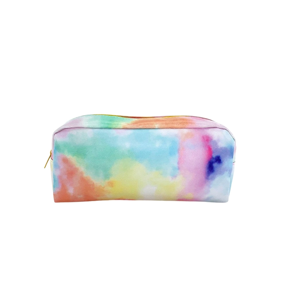 Pencil case side view with one compartment and water colour design