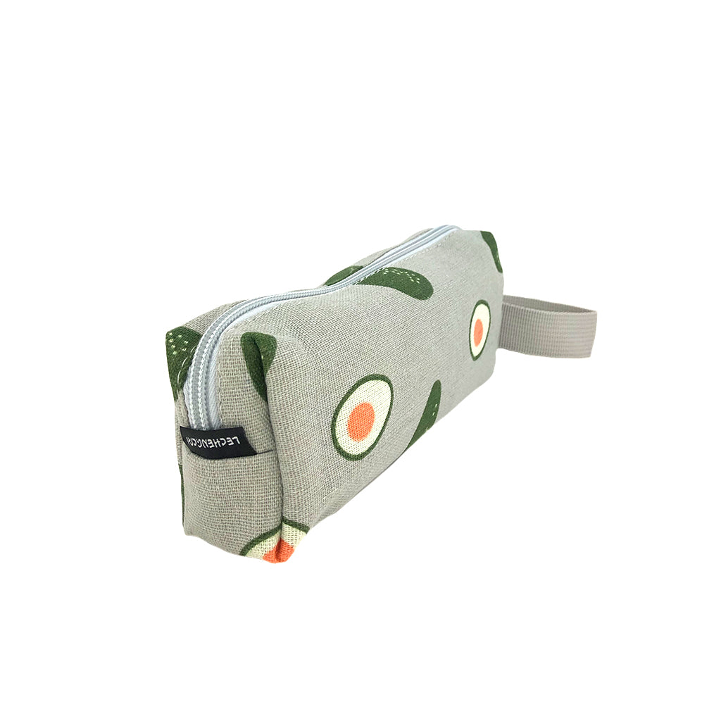 Canvas Avocado pencil case side view with zipper details