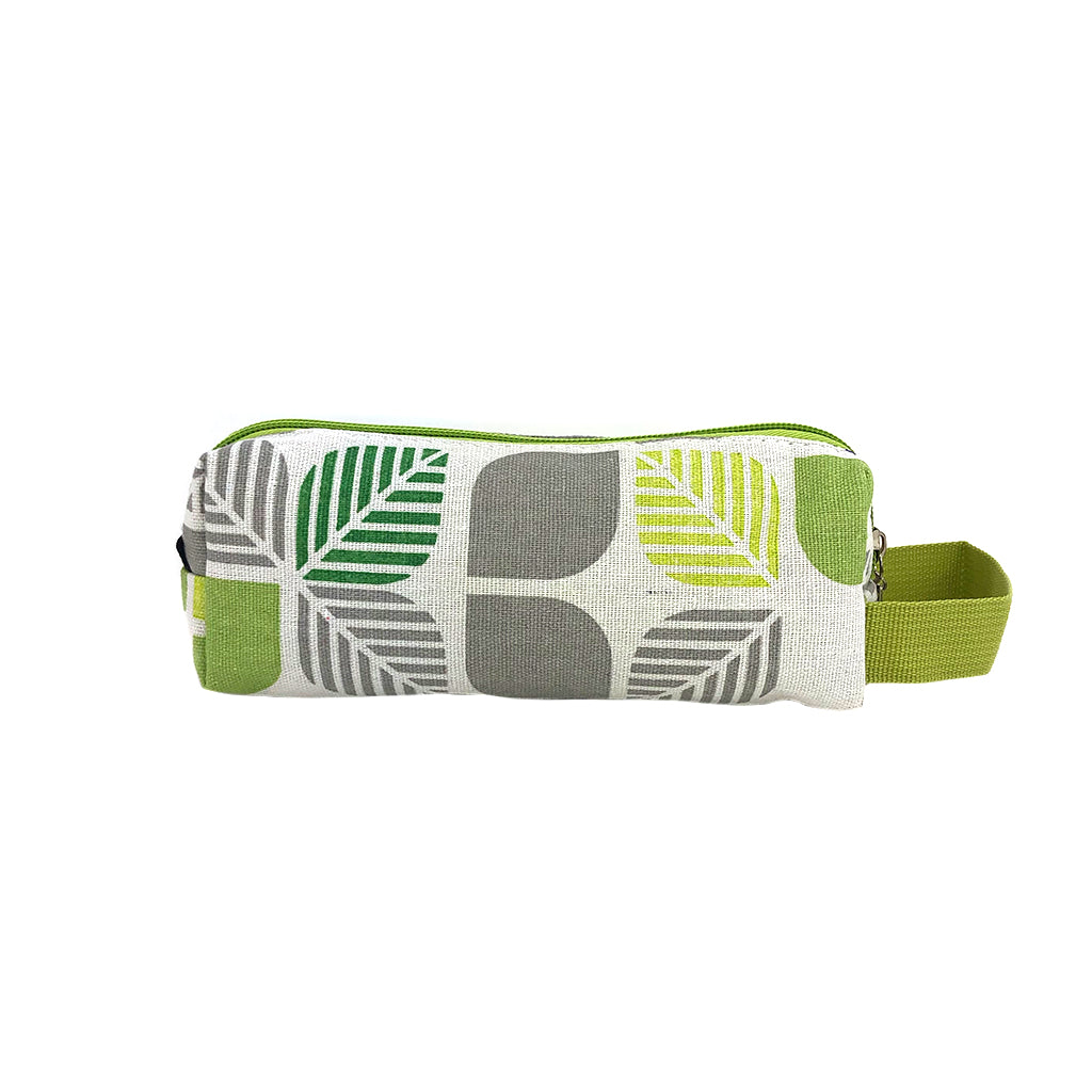 Canvas Green Leaves pencil case front view