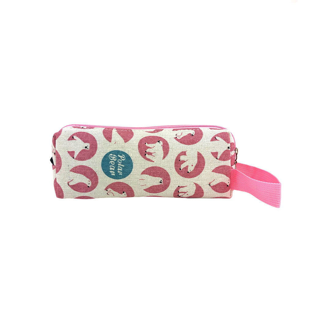 Canvas Polar Bear pencil case front view
