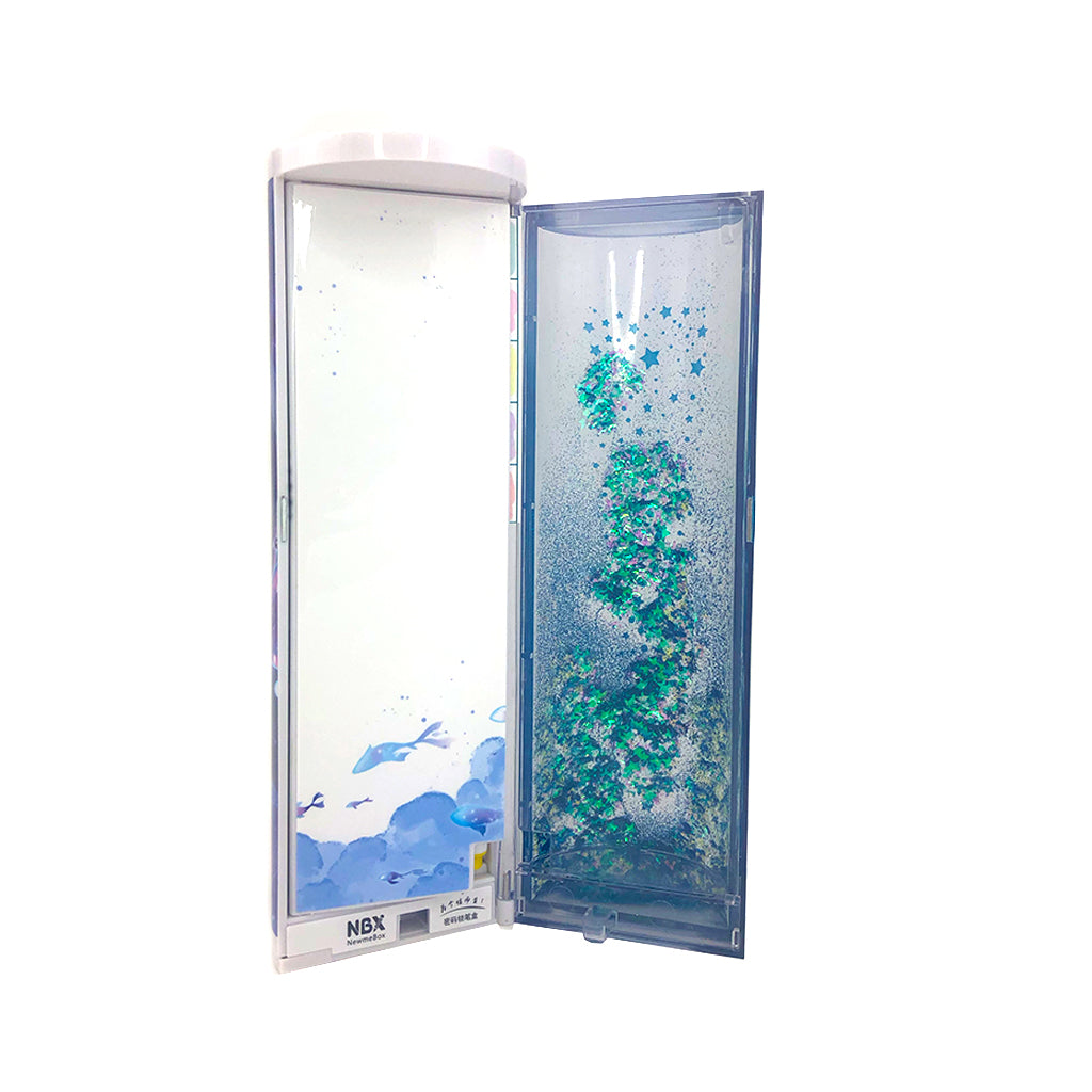 Open view of tubular pencil case with white board
