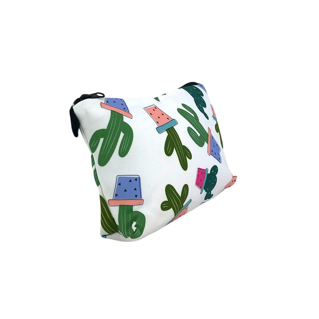 Cactus Pencil Pouch with one compartment angled view
