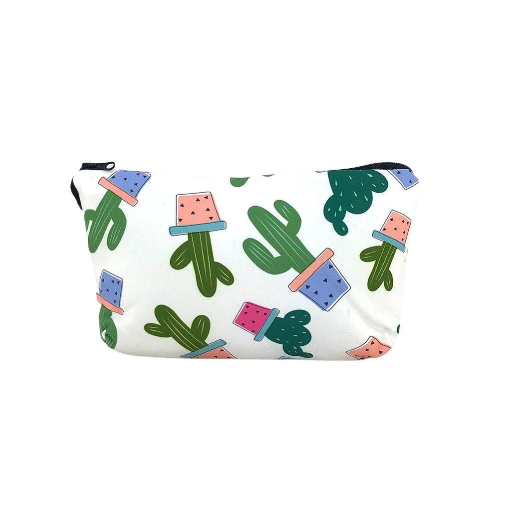 Cactus Pencil Pouch with one compartment back view