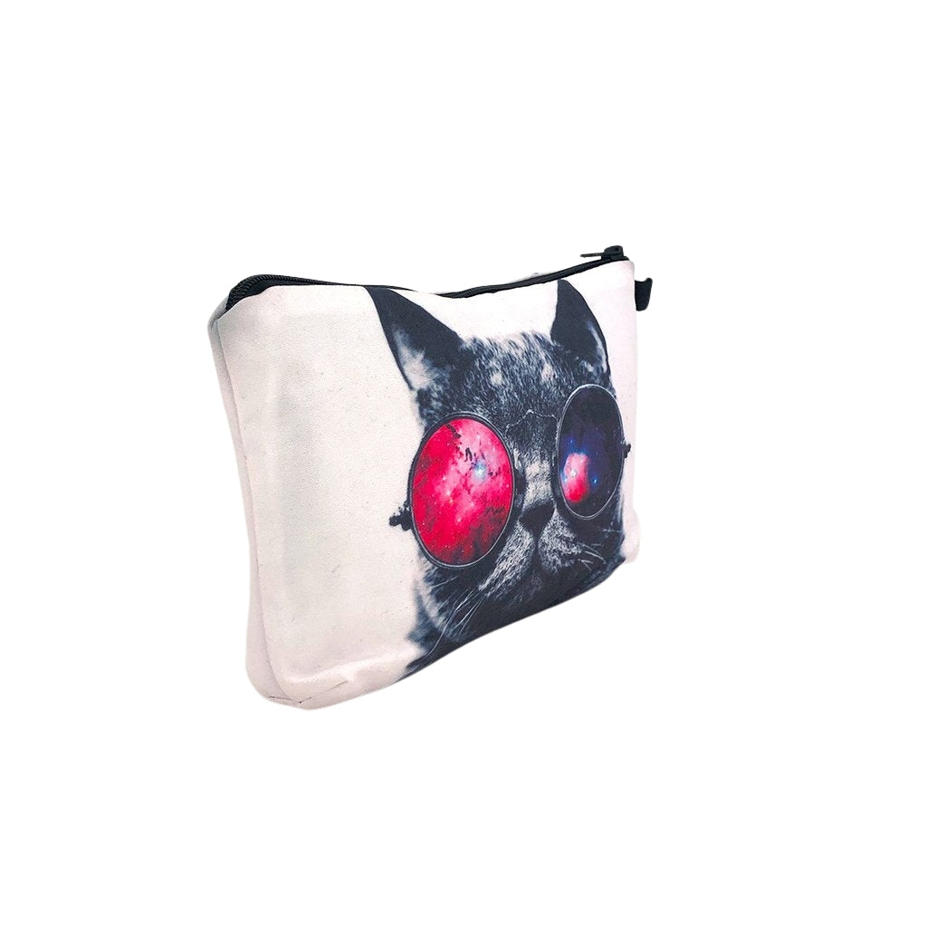 Cat Pencil Pouch with one compartment angled view