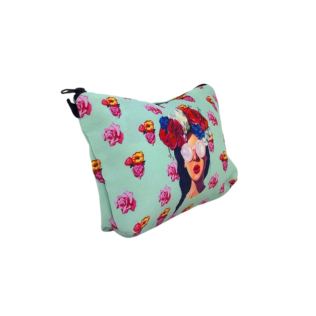 Flower Girl Pencil Pouch with one compartment angled view