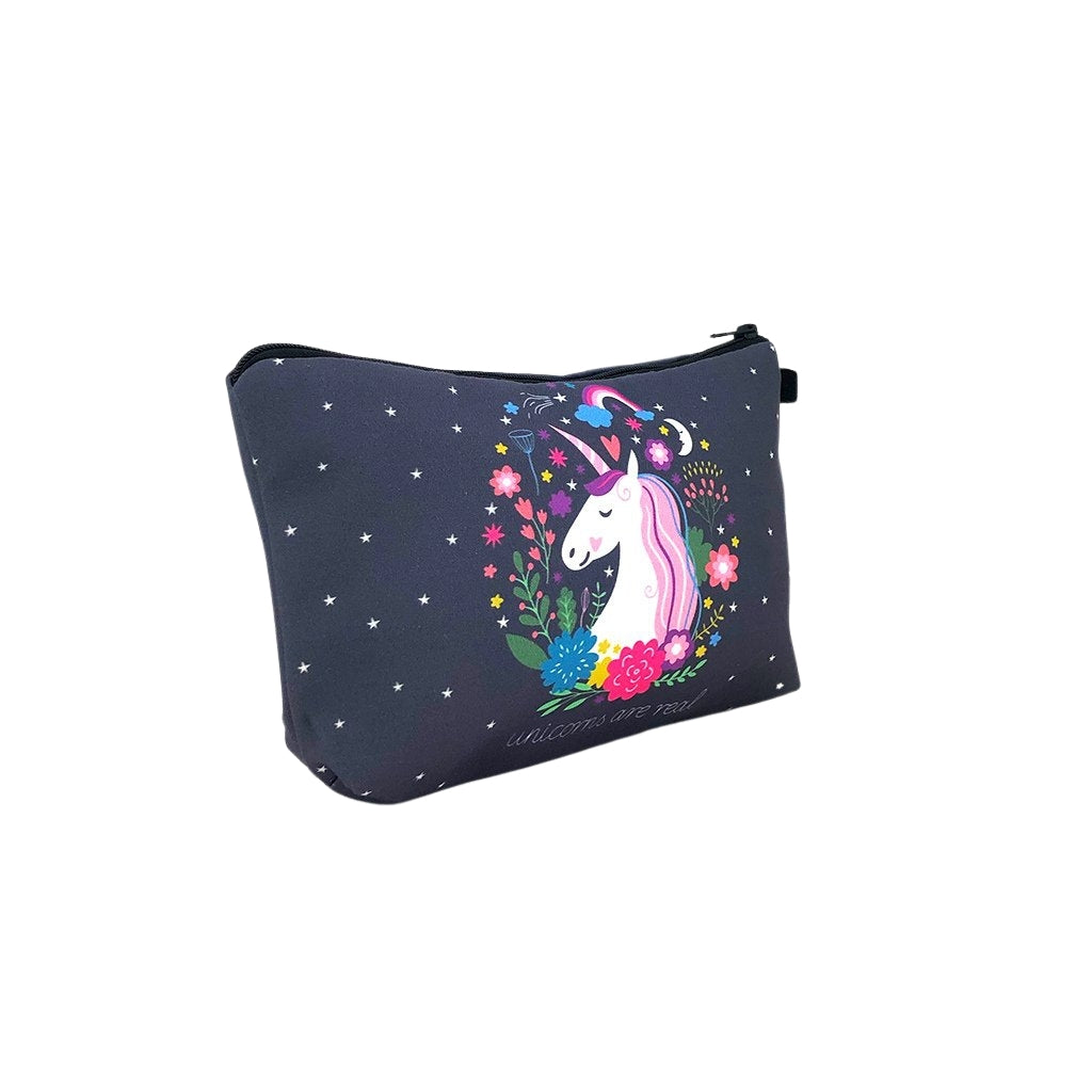 Unicorn Pencil Pouch with one compartment angled view