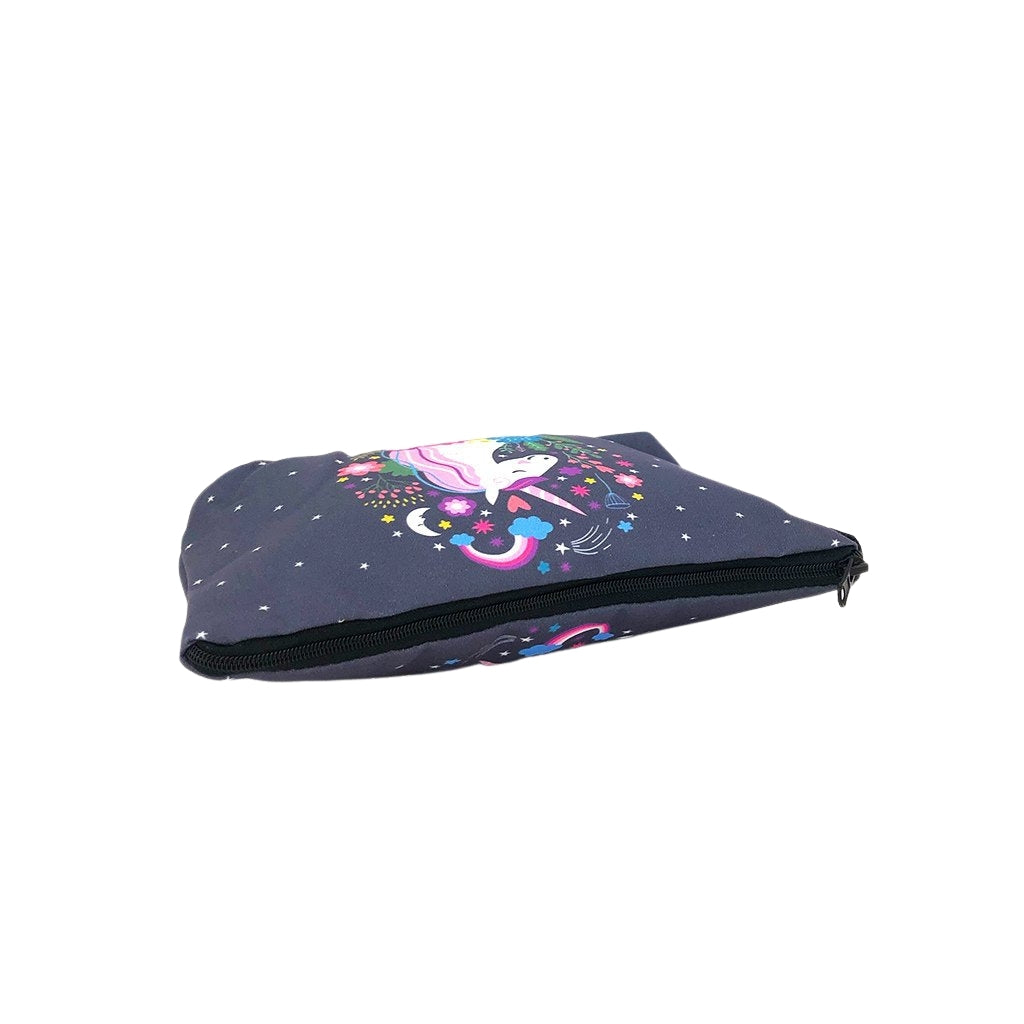 Unicorn Pencil Pouch with one compartment laying view