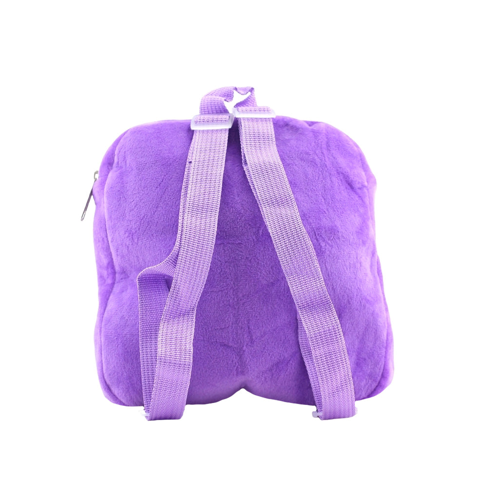 Plush Unicorn Backpack with one big compartment back view