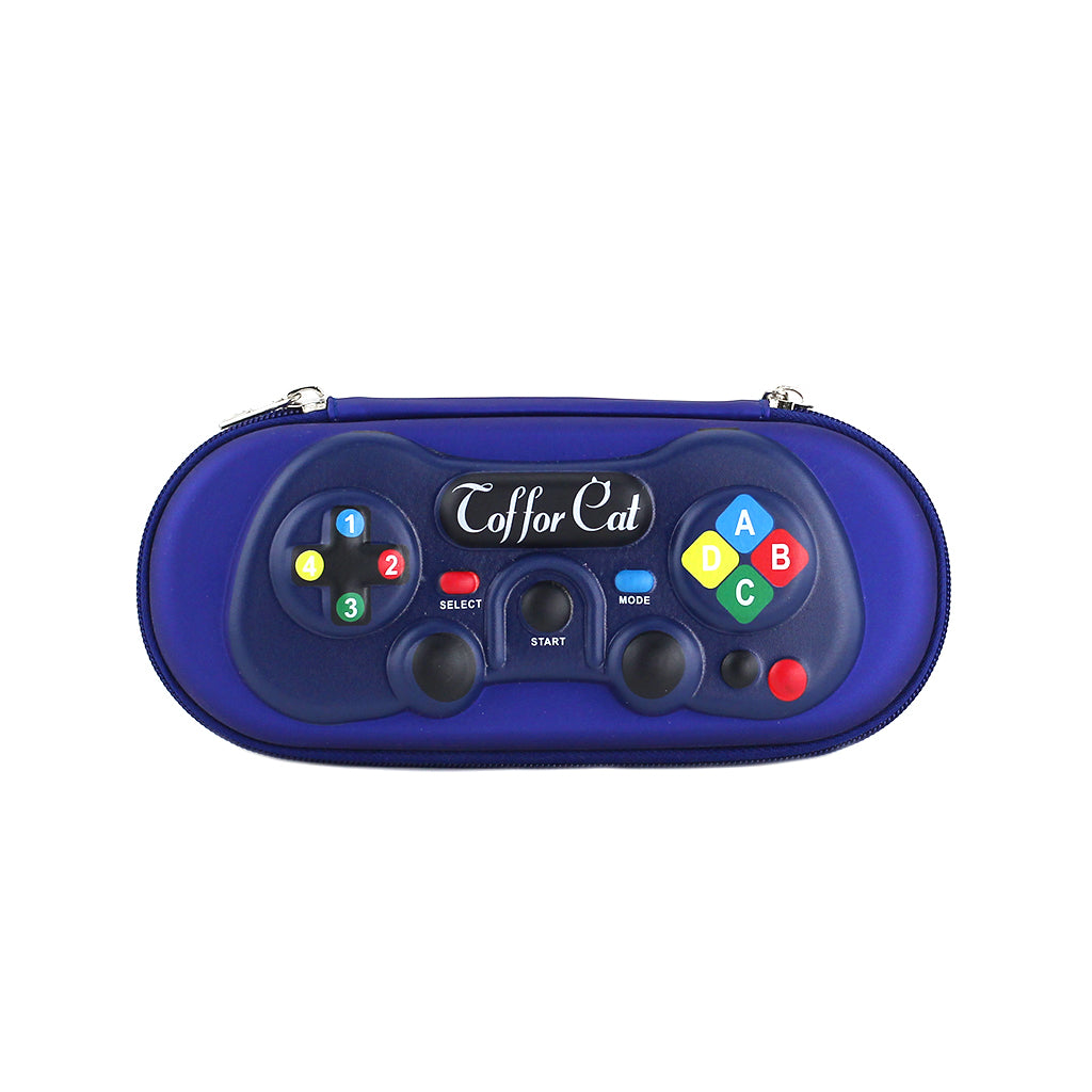 Gamer navy front view with one compartment and zip closure