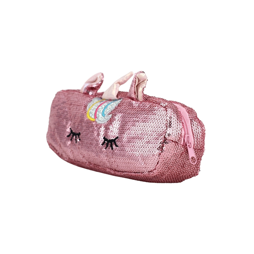 Sequence Unicorn Pencil case with one compartment and single zip closure angled view