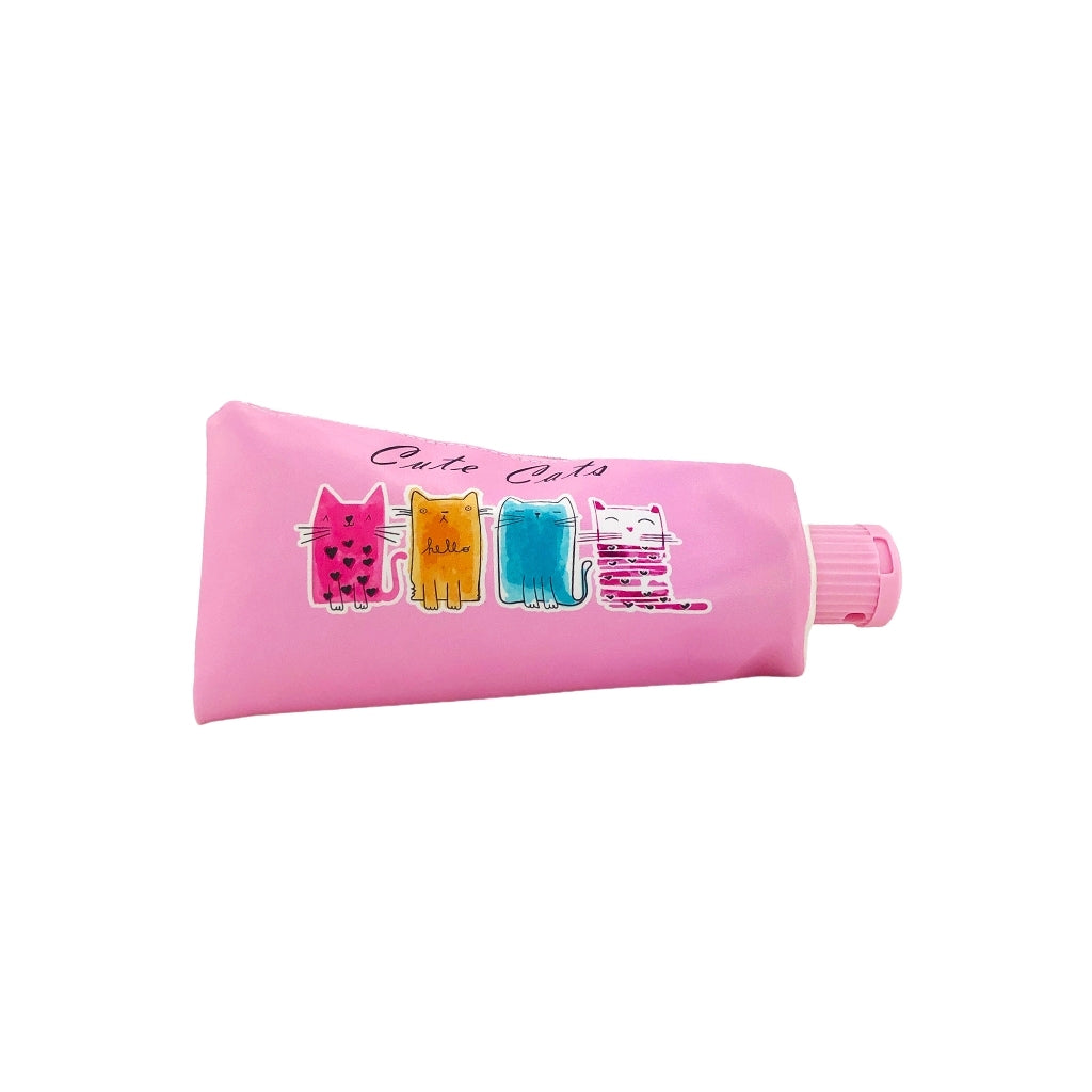Cat Tube Pencil Case front on design. Pencil Case with one compartment and integrated pencil sharpener in the opening of the tube.