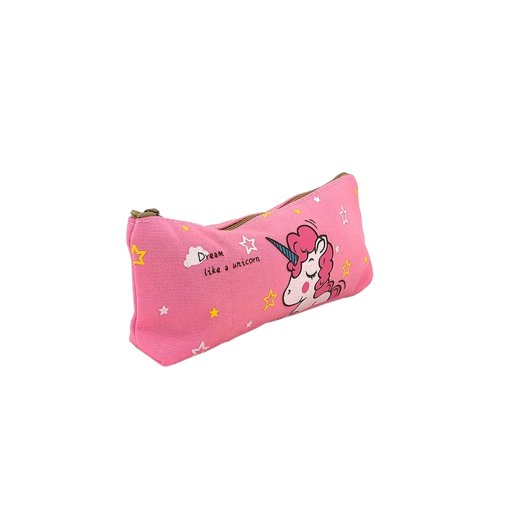 Angled view Unicorn pencil case with one compartment