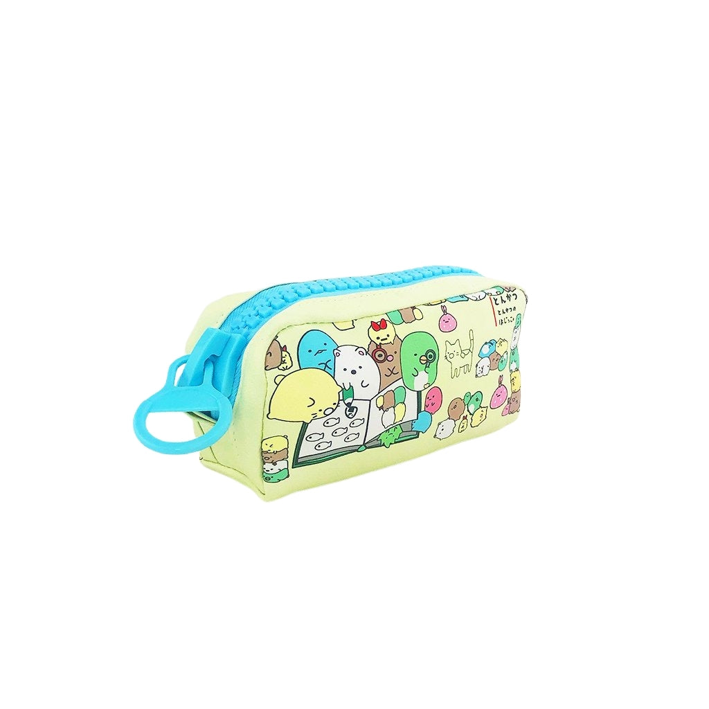 Cat Pencil Case with Jumbo Zipper blue angled view