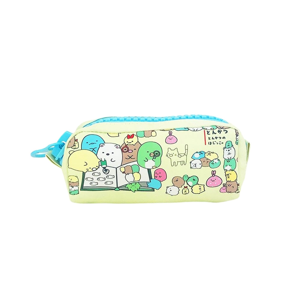 Cat Pencil Case with Jumbo Zipper blue front view