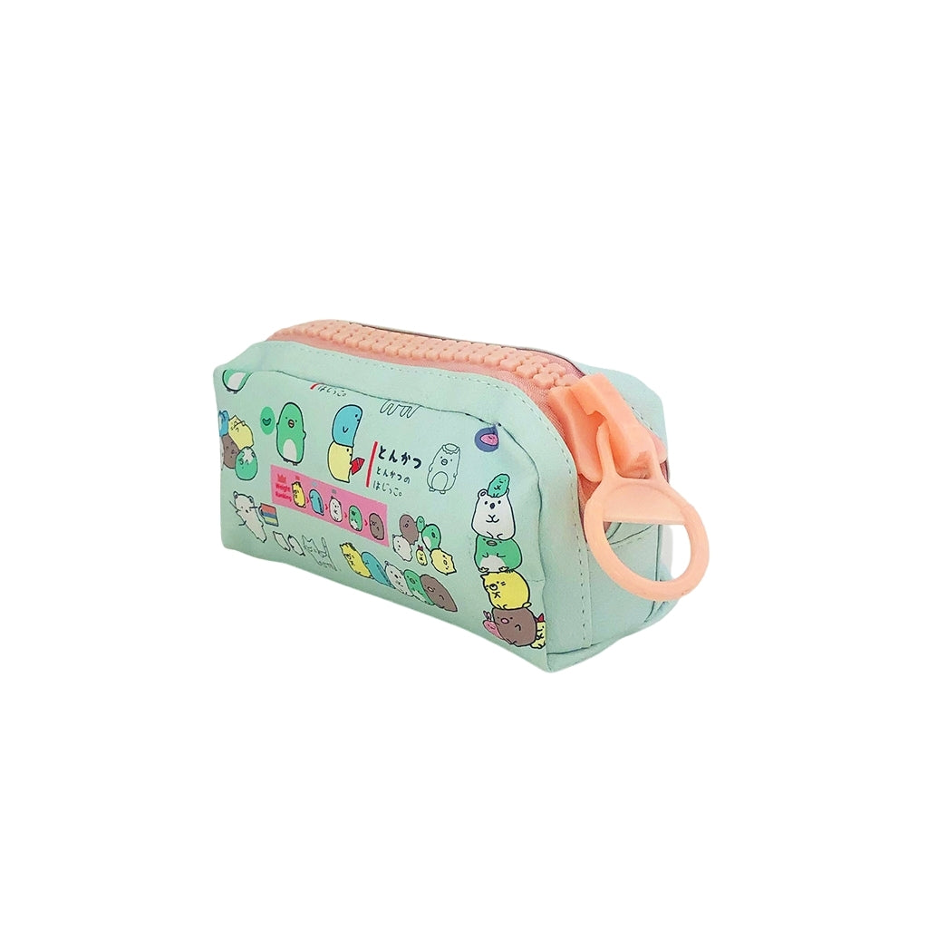 Cat Pencil Case with Jumbo Zipper angle in peach.