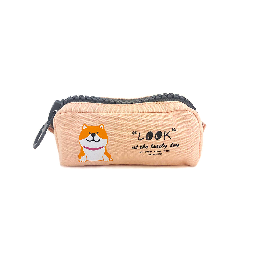 Chiba Dog Pencil Case with Jumbo Zipper front view.