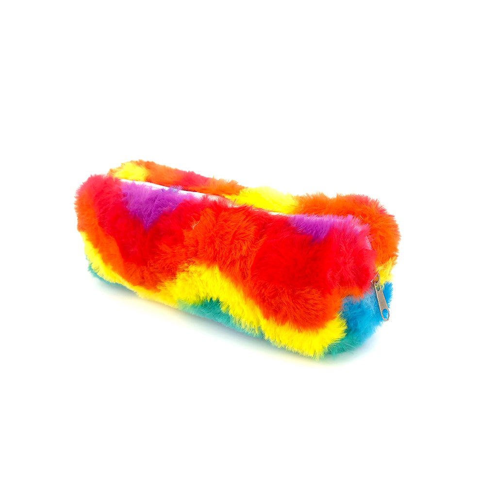 Fluff rainbow pencil case angled view