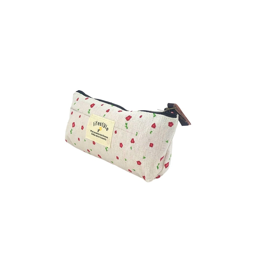 Canvas Poppy Pencil case with one compartment angled view