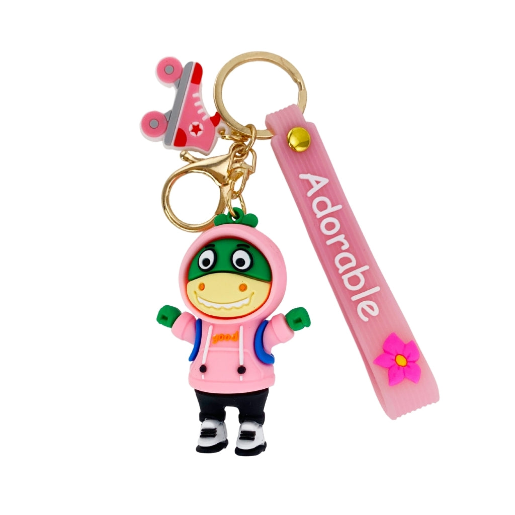 Pink Adorable Dino Skater Keyring