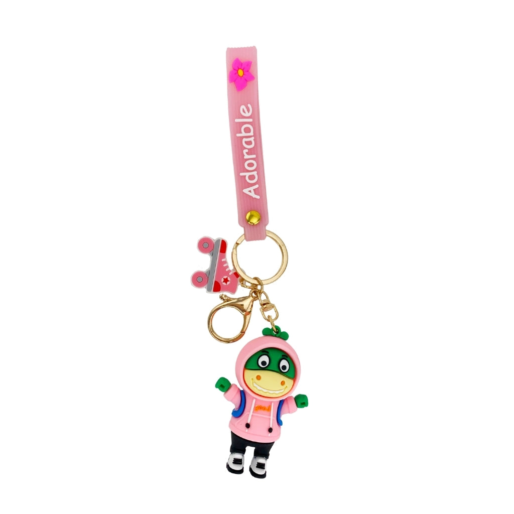 Pink Adorable Dino Skater Keyring