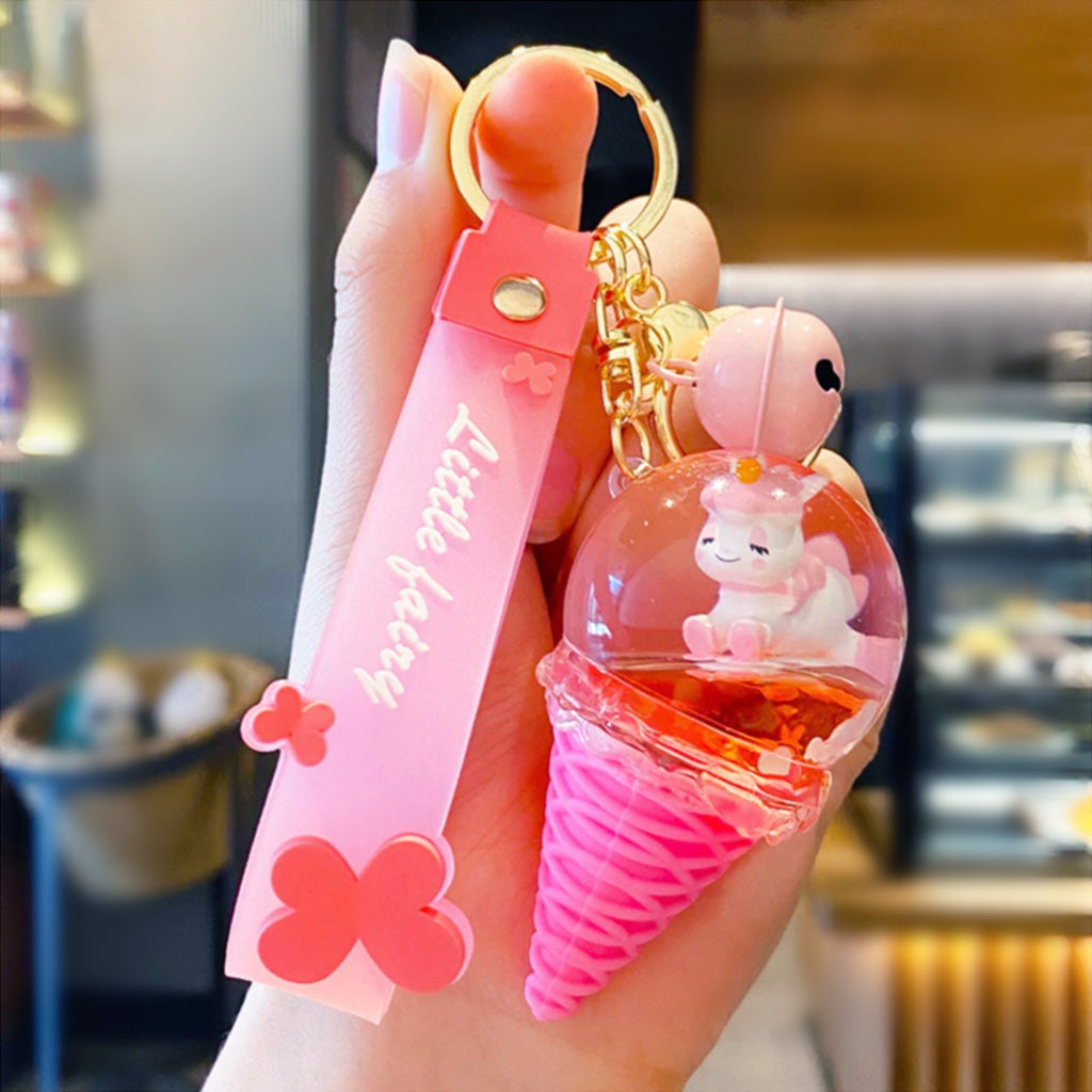 Pink icecream keyring with hand