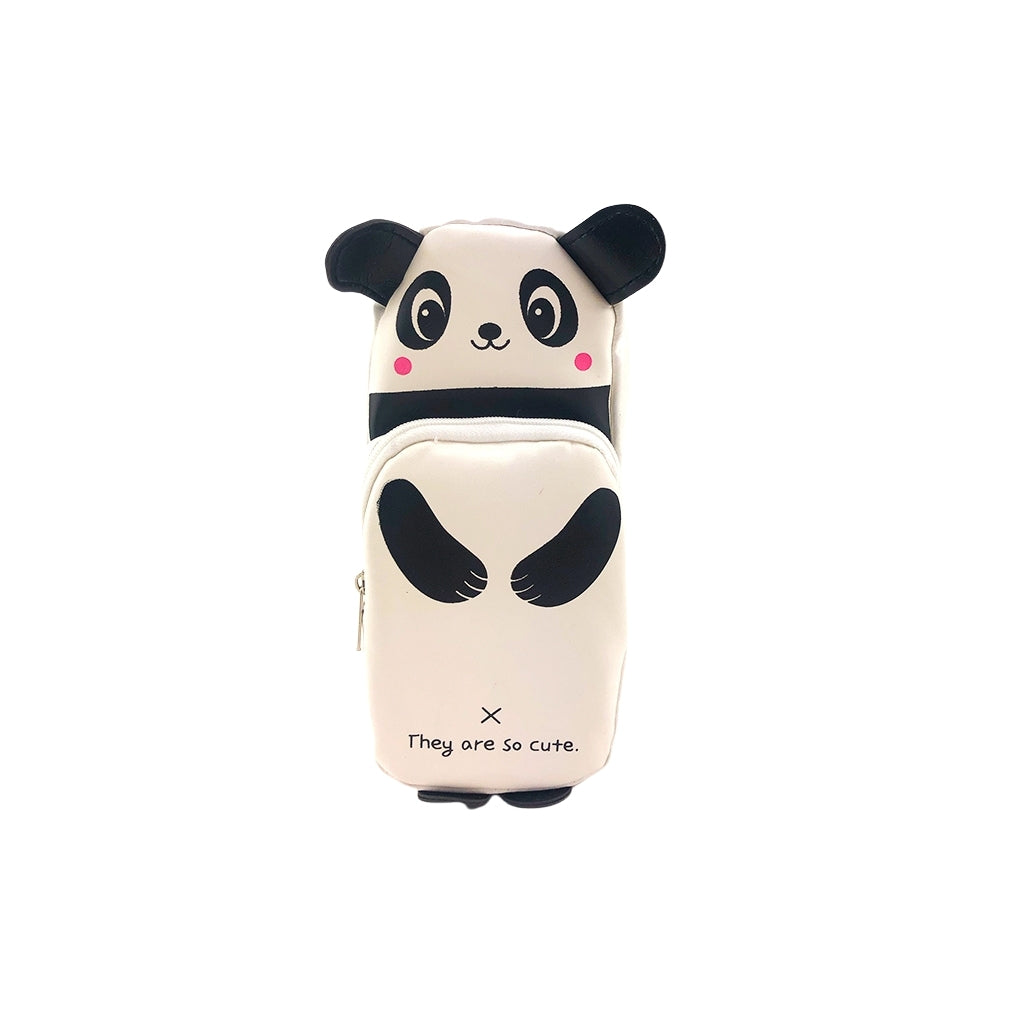 Panda Pencil Case with two compartments and zip closure front on view