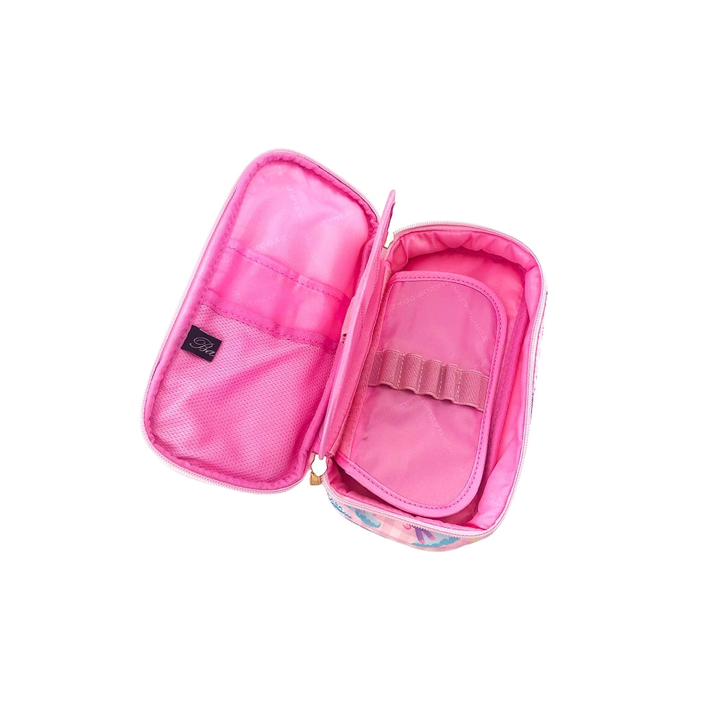 Unicorn Pencil Case with one big compartment and zip closure open view