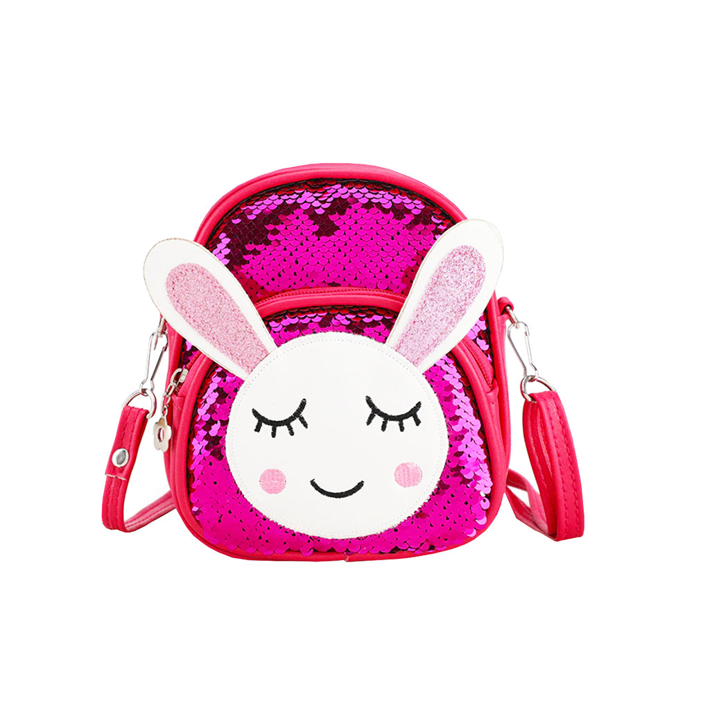 Glitter Bunny Backpack front view with two compartments