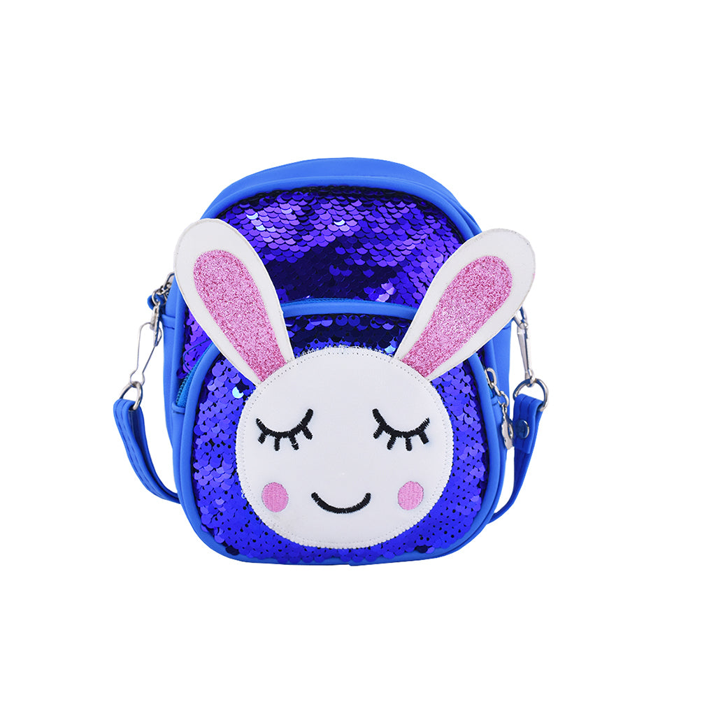 Glitter Bunny Backpack front view with two compartments