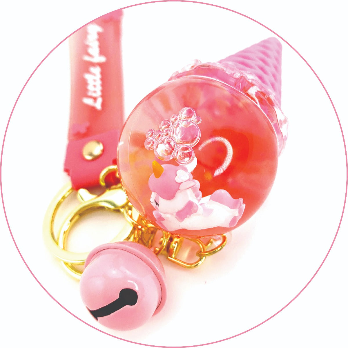 Pink icecream keyring close up