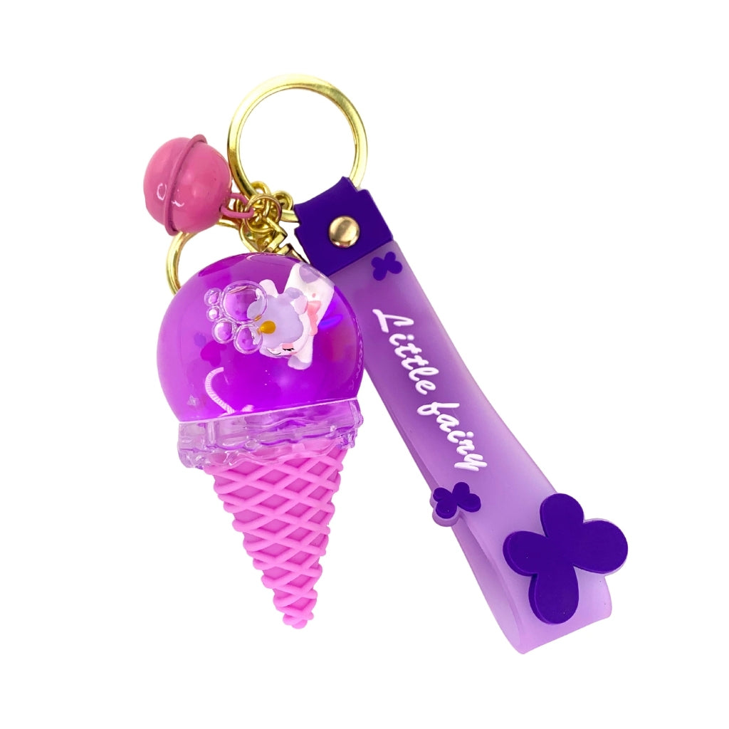 Ice Cream Unicorn Dome Keyring - Lilac