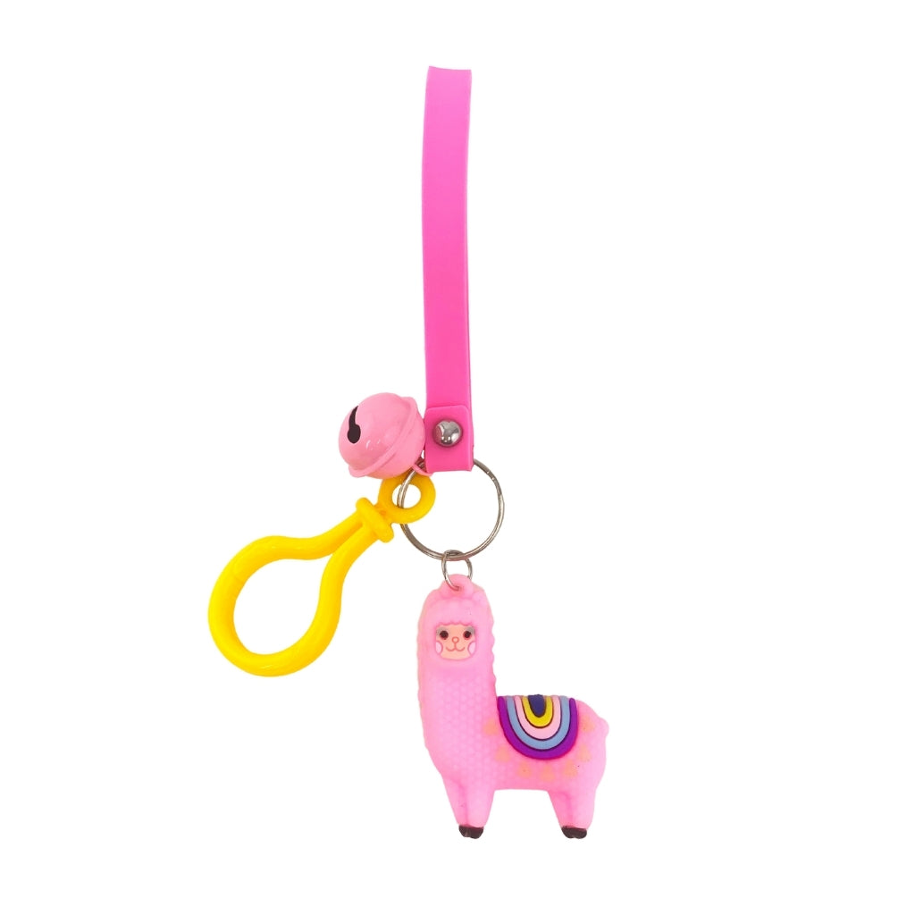 Pink Bell Llama Keyring