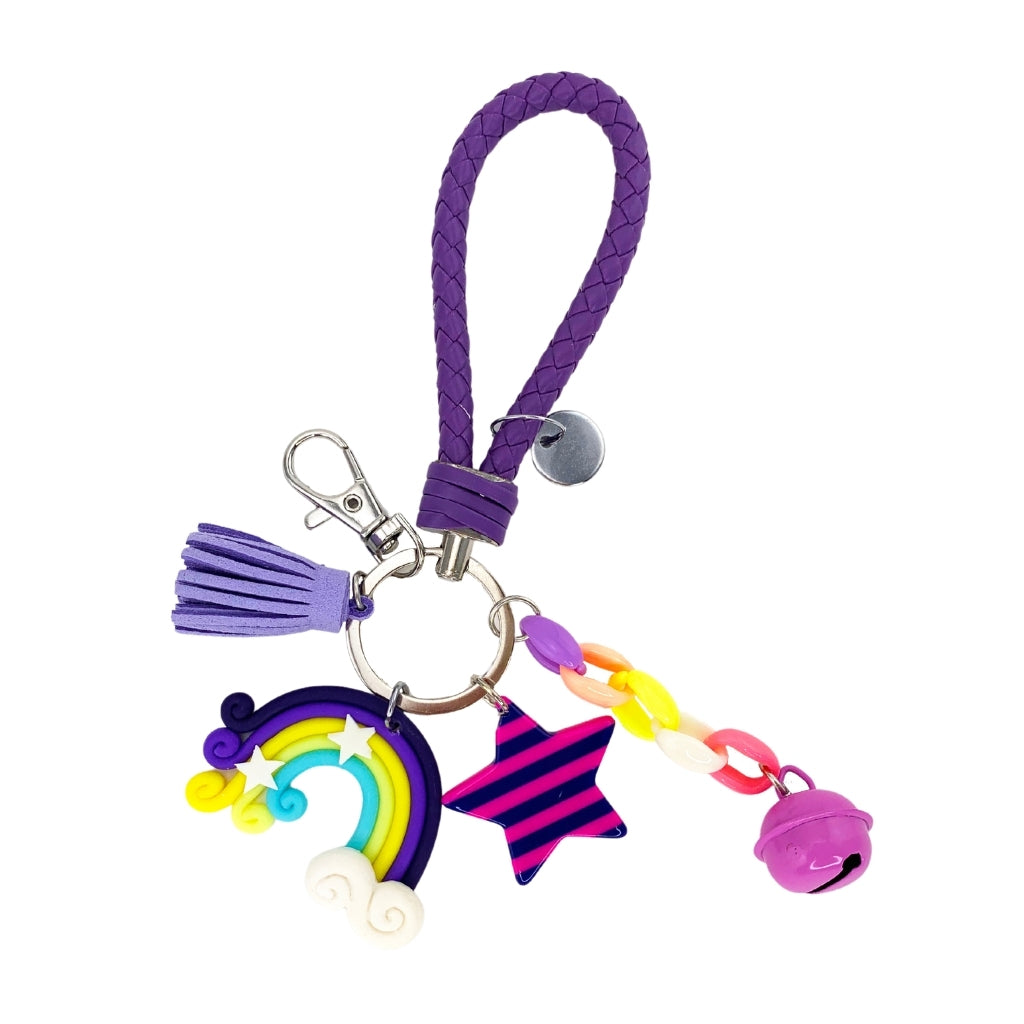 Rainbow Jingle Bell Keyring - Purple