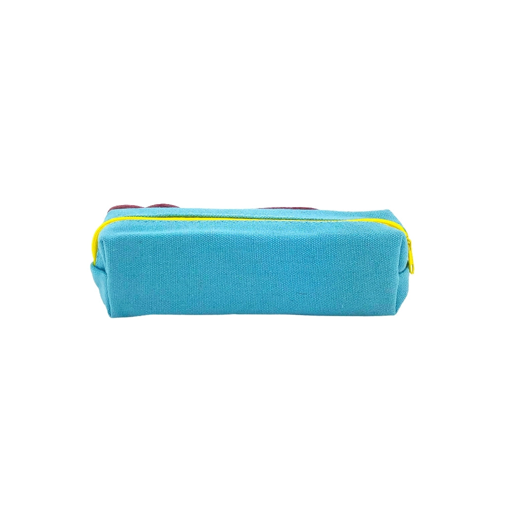 Canvas Cat Pencil Case with one compartment and zip closure back view.