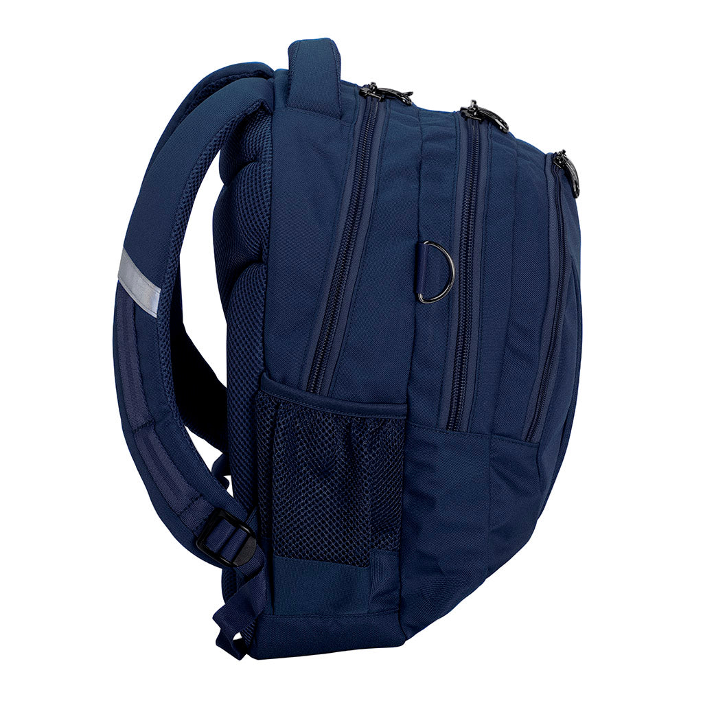 Harlequin Anatomic Tuff-Pack backpack sideview with mesh pocket in navy blue