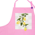 Pink cotton apron with Lemon Check Design, for cooking, bbq, crafting and creating art