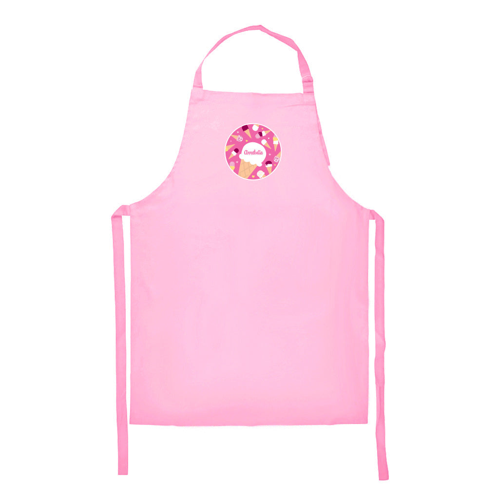 Pink cotton BBQ apron with personalisation