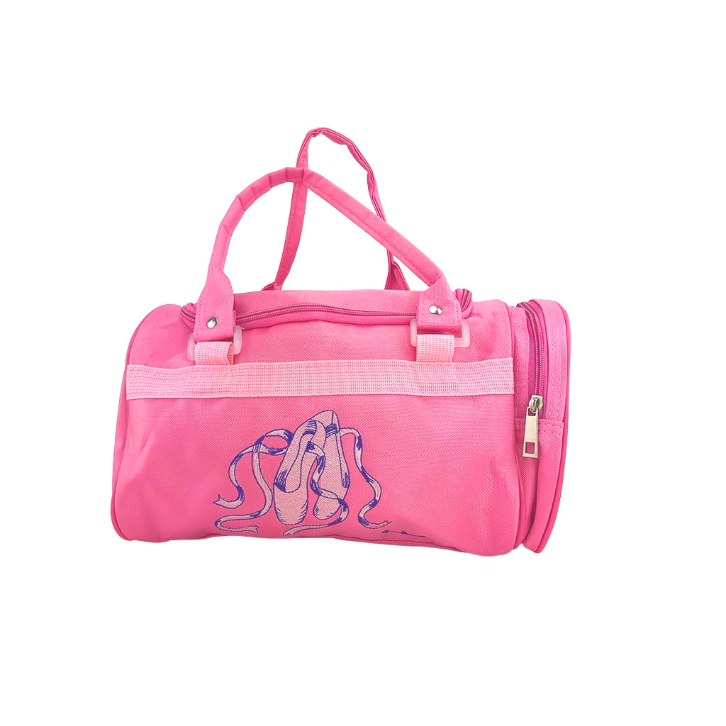 Ballet dance bag with special ballet design details and pink handles and side pocket with zipper