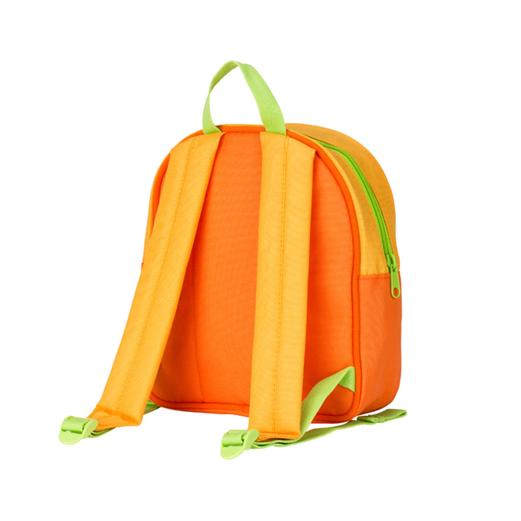 Orange Step-By-Step carrot mini backpack back angle view displaying handle and shoulder straps