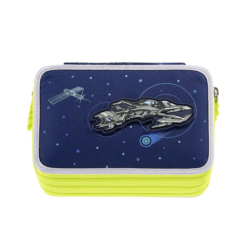 Step-By-Step Astro Flash Pencil case front angle displaying light up motif on lid with button