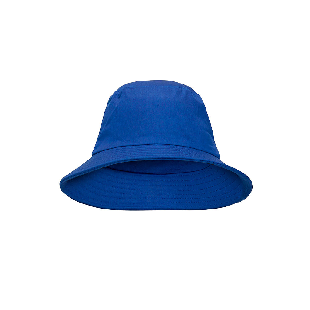 Harlequin royal bucket hat displaying a soft cotton with a wide downwards sloping brim