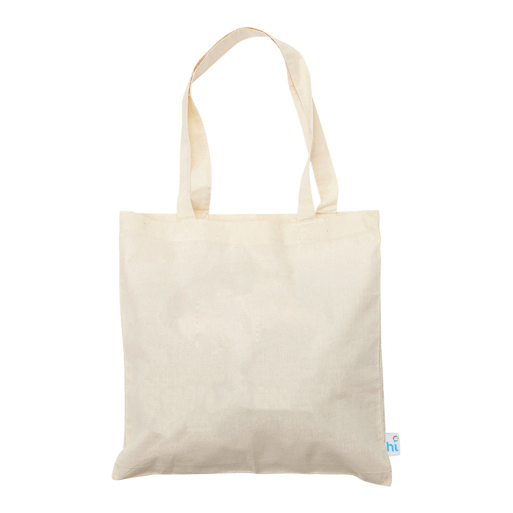 Harlequin Calico bag in natural colour displaying long shoulder handles