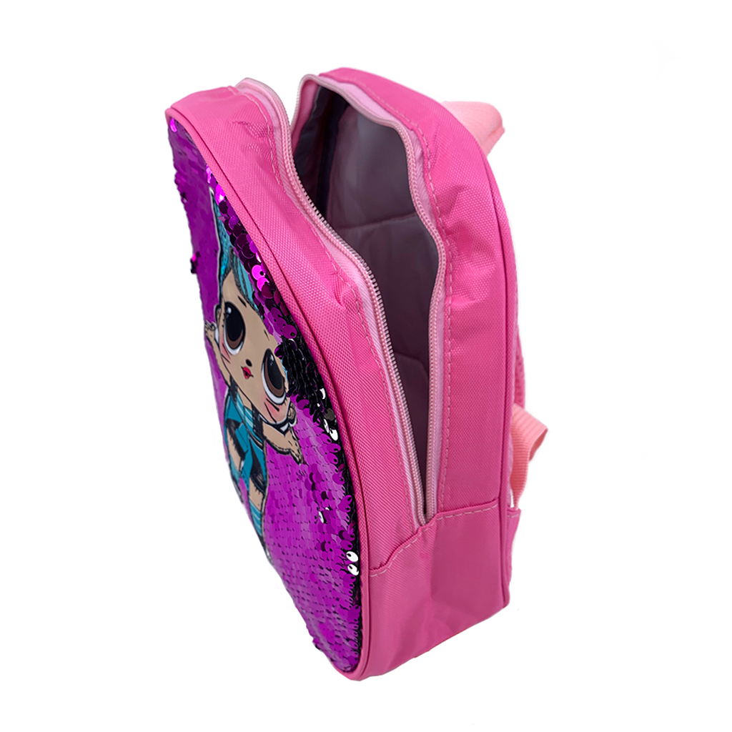 Disco Doll Sequins Mini Backpack purple - top view bag open