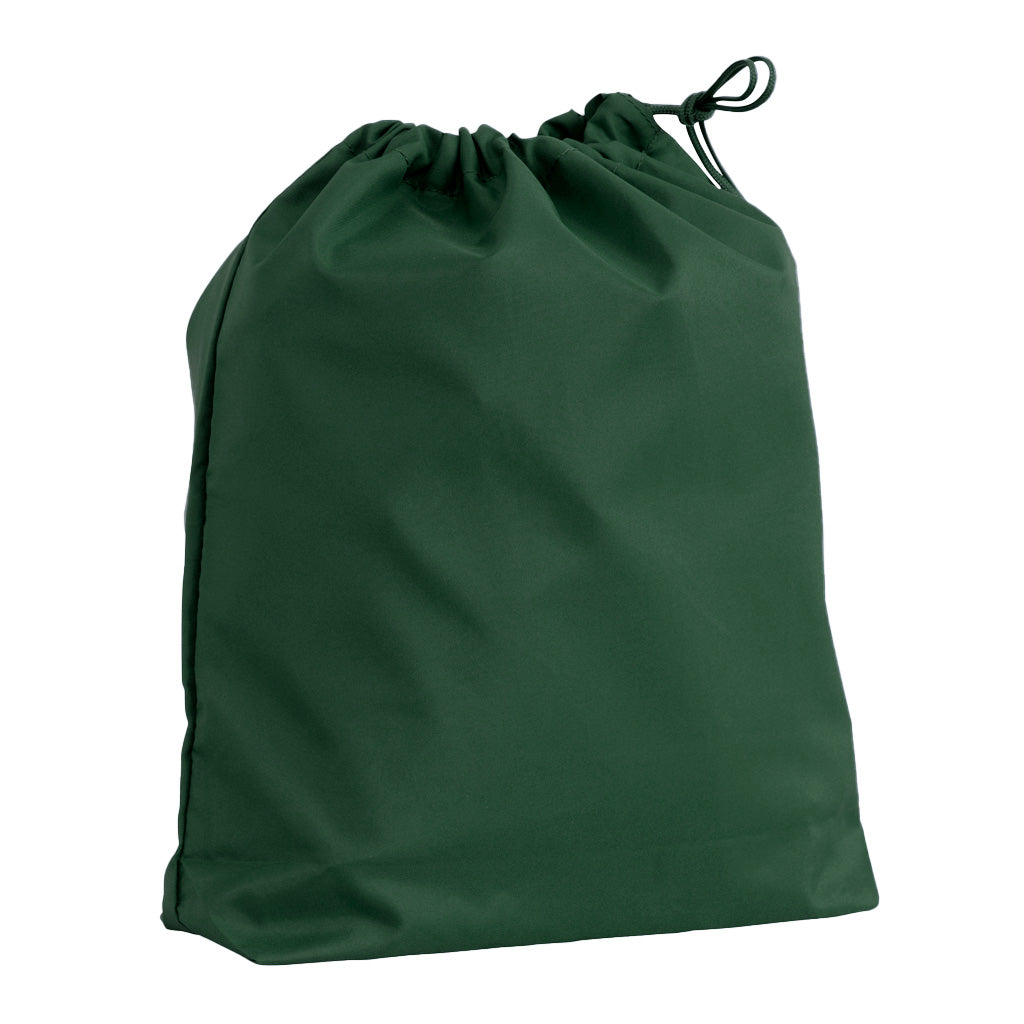 Harlequin green eco gym bag front angle view displaying drawstring toggle