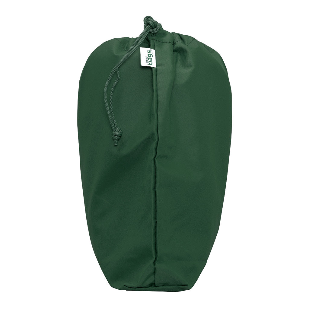 Harlequin green eco gym bag side angle view displaying drawstring toggle