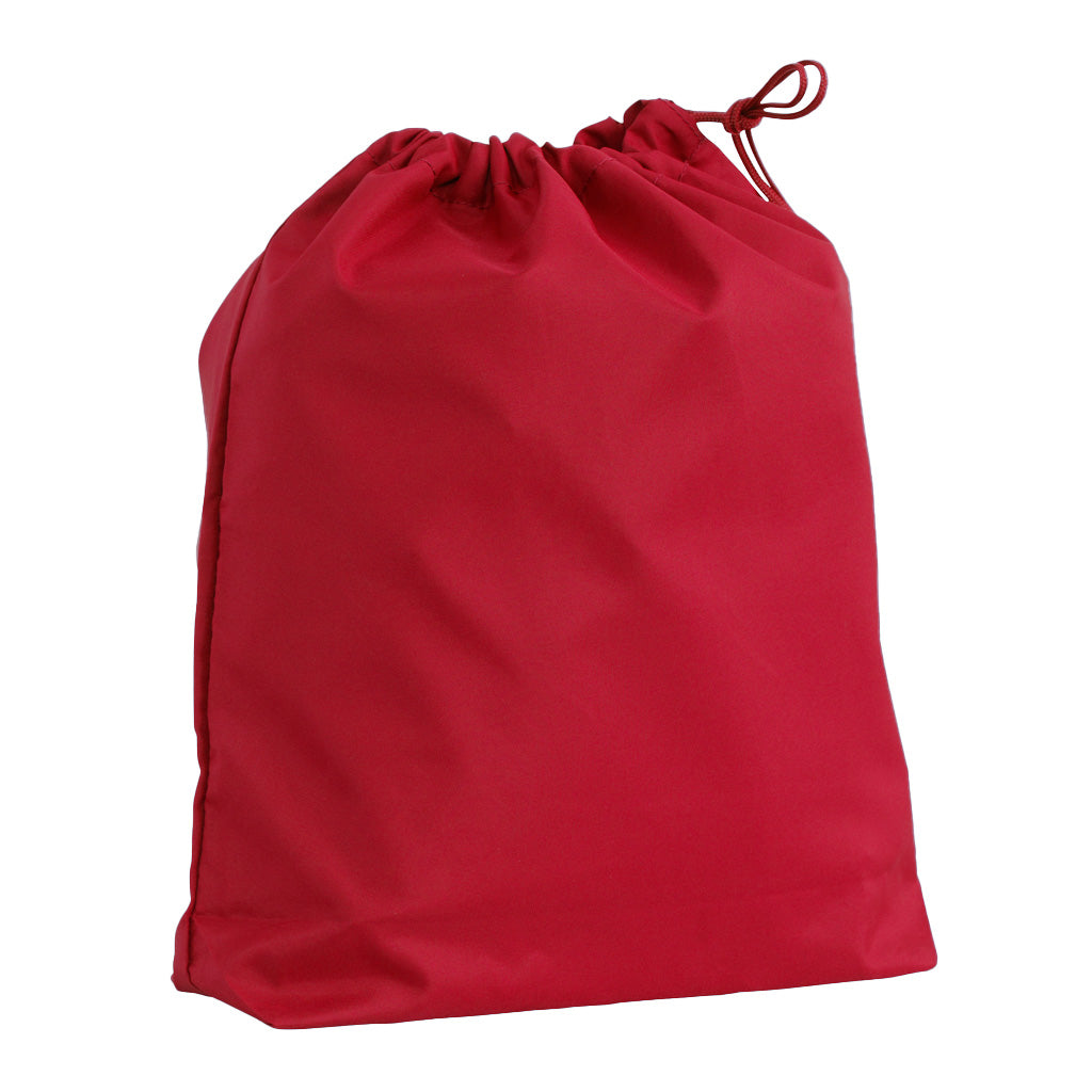 Harlequin red eco gym bag front angle view displaying drawstring toggle