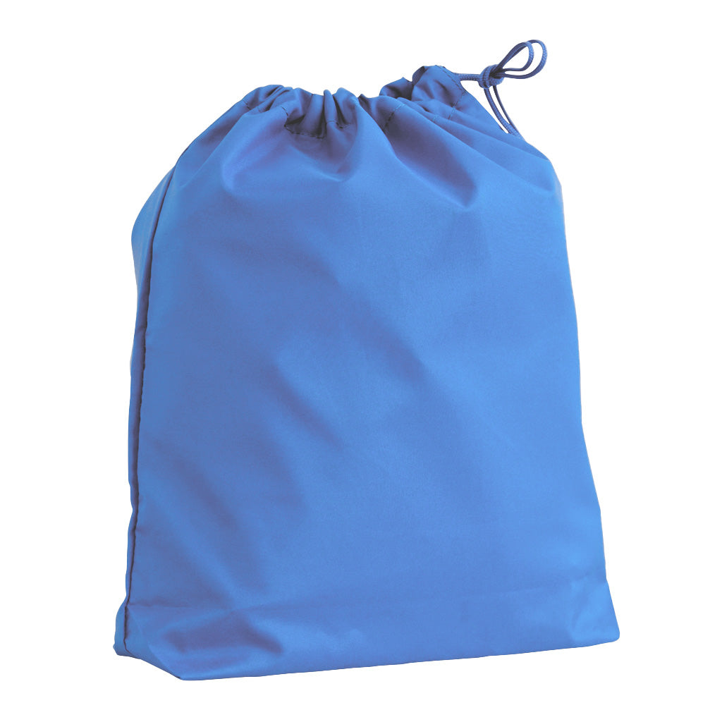 Harlequin sky blue eco gym bag front angle view displaying drawstring toggle