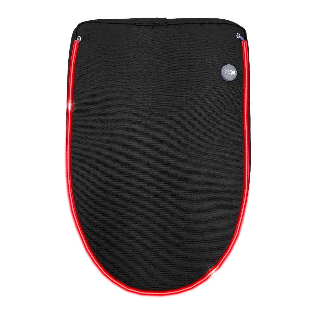Black backpack flap with light-up LED strip