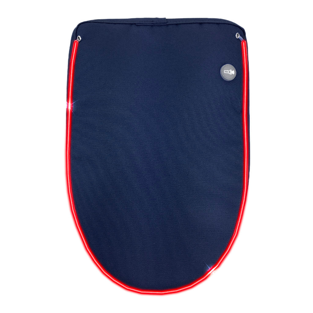 Navy Blue backpack flap with LED light-up strip
